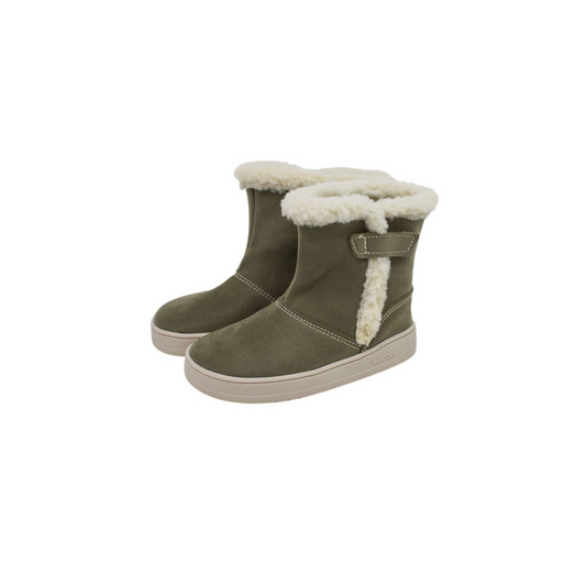 PIRUFLEX. Olive con borreguillo beige. Piel/Nobuck.